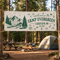 Custom Camp Welcome, Camping Party Sign, Outdoor Adventure Decor - Personalized Banner 2