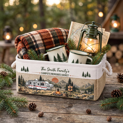 Custom Camper Rv Family Camping - Personalized Storage Basket