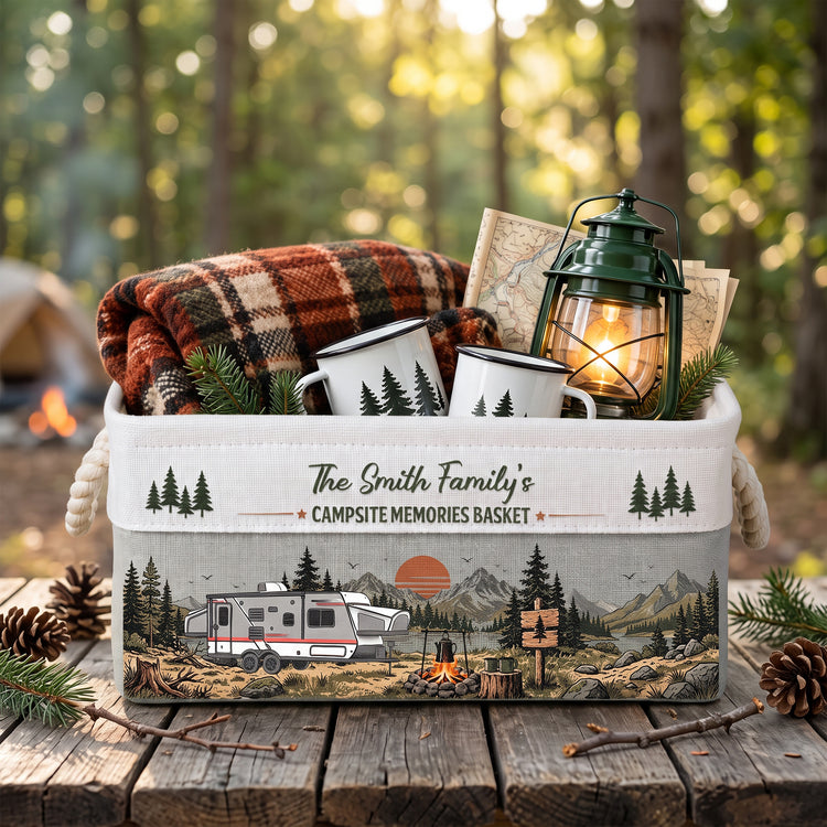 Custom Camper Rv Family Camping - Personalized Storage Basket 4