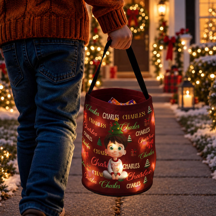Custom Charaacter Christmas Gift Bag, Christmas Bag With Name, Holiday Gift Bag, Santa Gift Bag, Family Christmas Sack - Personalized Basket 3