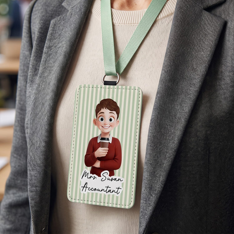 Custom Character For Teacher, Coworker, Boss With Name - Personalized Badge Holder 4