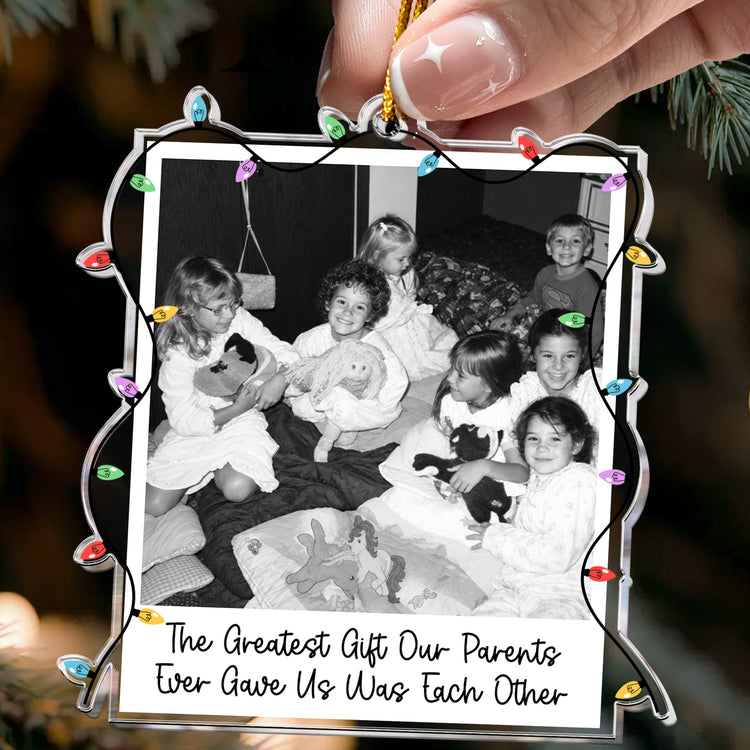 Custom Childhood Photo Of Brothers & Sisters, Sibling Christmas Gifts - Personalized Ornament 2