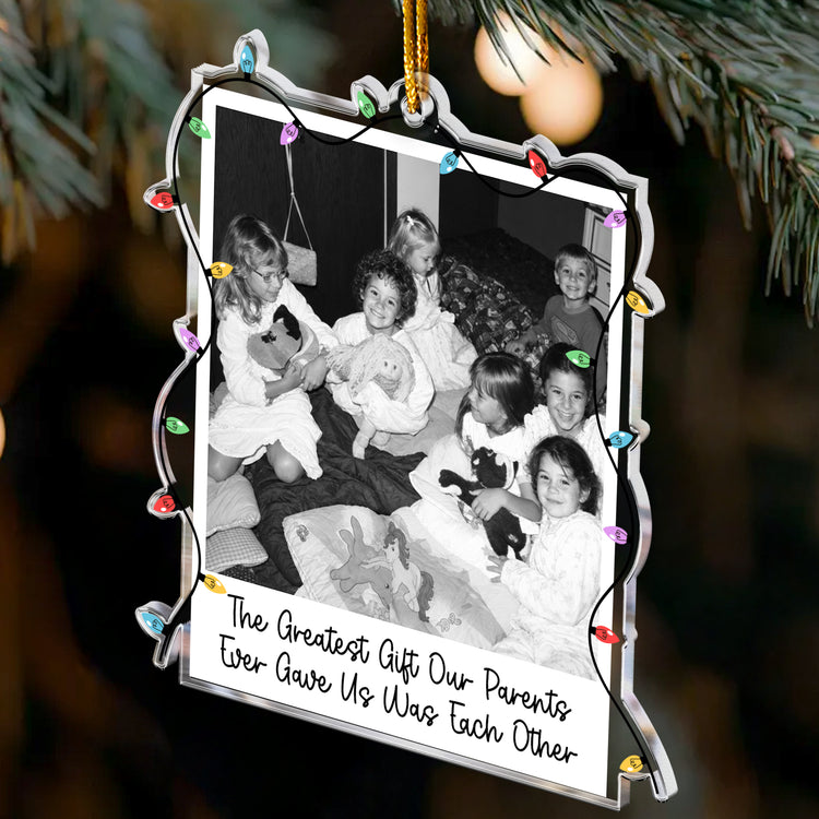 Custom Childhood Photo Of Brothers & Sisters, Sibling Christmas Gifts - Personalized Ornament 3