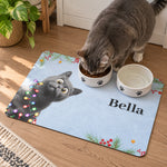 Custom Christmas Dog Cat Food Bowl Mat, Holiday Pet Placemat, Christmas Gift For Pet Lovers - Personalized Pet Feeding Mat 1