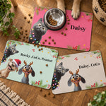 Custom Christmas Dog Cat Food Bowl Mat, Holiday Pet Placemat, Christmas Gift For Pet Lovers - Personalized Pet Feeding Mat 2