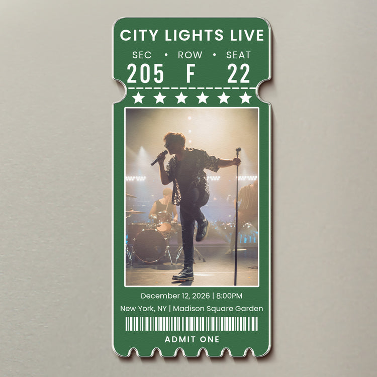 Custom Concert Ticket With Photo Music Event For Fans, Music Lovers - Personalized Magnet 2