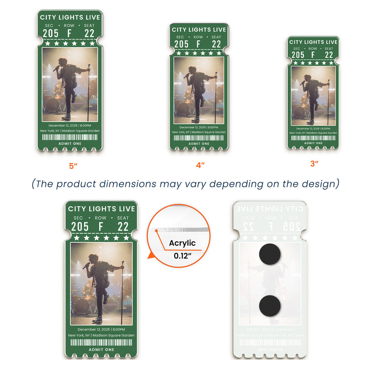 Custom Concert Ticket With Photo Music Event For Fans, Music Lovers - Personalized Magnet 5