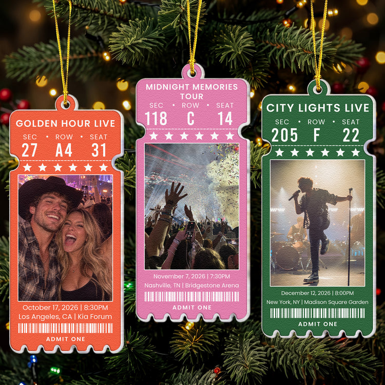 Custom Concert Ticket With Photo Music Event For Fans, Music Lovers - Personalized Ornament 1