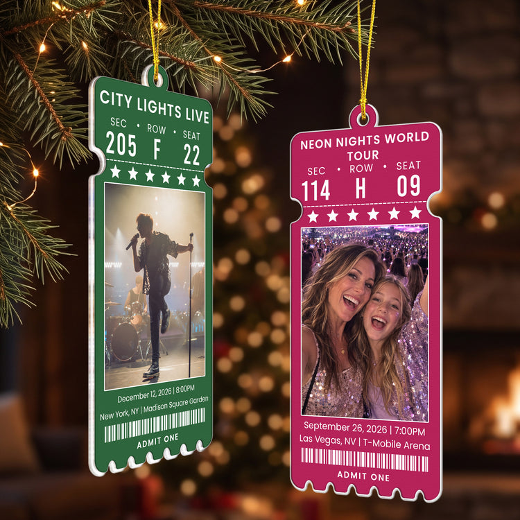 Custom Concert Ticket With Photo Music Event For Fans, Music Lovers - Personalized Ornament 2