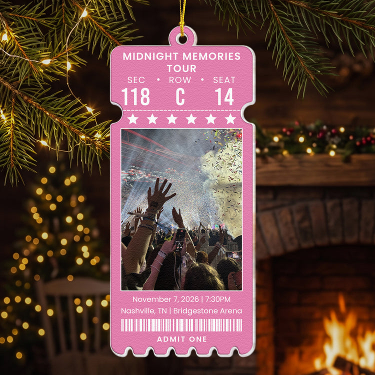 Custom Concert Ticket With Photo Music Event For Fans, Music Lovers - Personalized Ornament 3