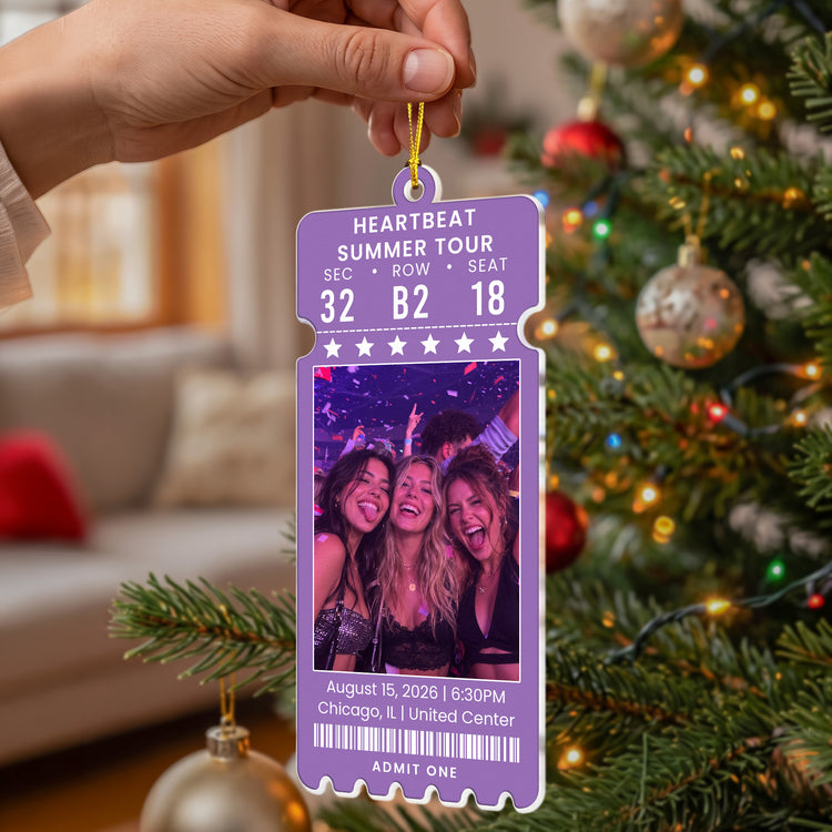 Custom Concert Ticket With Photo Music Event For Fans, Music Lovers - Personalized Ornament 4