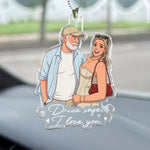 Custom Couple Photo Cartoon Art Gifts For Him, Husband, Boyfriend - Personalized Rear View Mirror Accessory 2