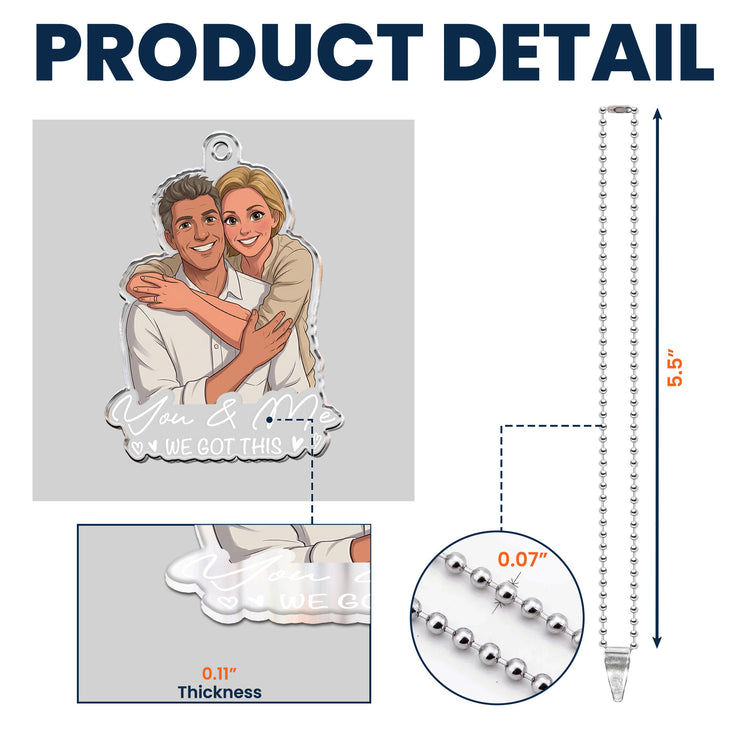 Custom Couple Photo Cartoon Art Gifts For Him, Husband, Boyfriend - Personalized Rear View Mirror Accessory 7