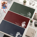Custom Couple Photo Sketch Line Art Anniversary Gift For Him, Her - Personalized Desk Mat 1