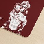Custom Couple Photo Sketch Line Art Anniversary Gift For Him, Her - Personalized Desk Mat 8