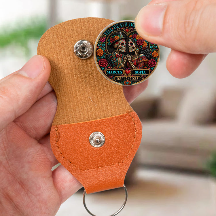 Custom Couple Photo Sugar Skull Art Anniversary Gift For Him, Her - Personalized Pocket Hug 5