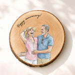 Custom Couple Photo Watercolor Forever & Always - Personalized Wooden Plaque 2