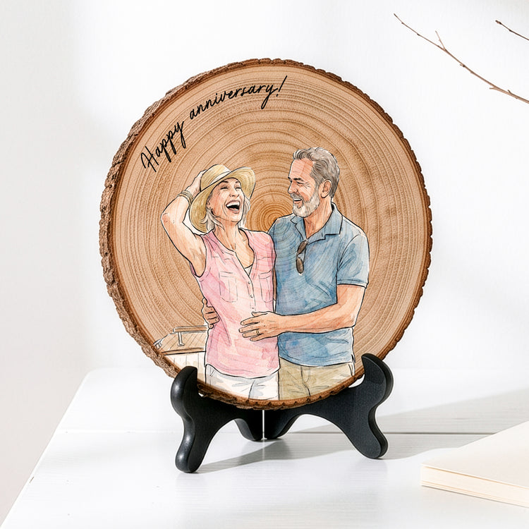 Custom Couple Photo Watercolor Forever & Always - Personalized Wooden Plaque 3