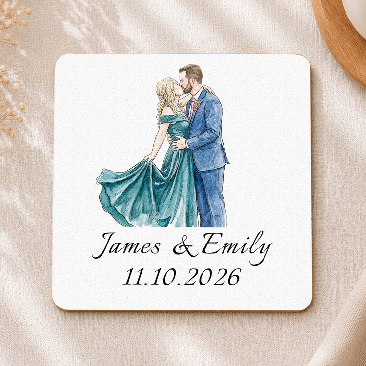 Custom Couple Photo Watercolor Wedding Favors Wedding Gifts For Guests - Personalized Coasters 5