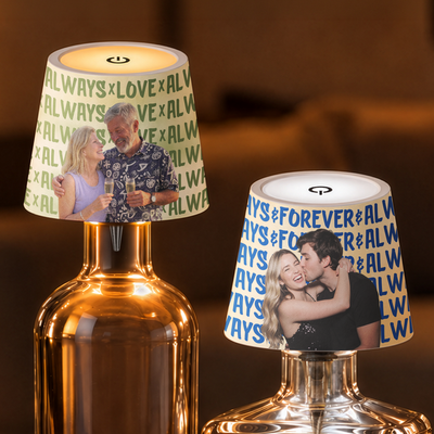 Custom Couple Photo You & Me Gifts For Him, Gifts For Her Bottle Lamp - Personalized Night Light