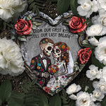 Custom Couple Portrait Day Of The Dead Hasta La Muerte - Personalized Garden Stone 3