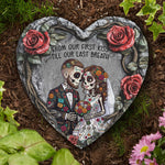 Custom Couple Portrait Day Of The Dead Hasta La Muerte - Personalized Garden Stone 4