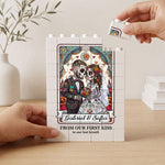 Custom Couple Portrait Till Death Do Us Part Sugar Skull - Personalized Building Blocks 3