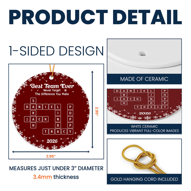 Custom Crossword Scrambles Christmas Thank You Gifts For Coworkers, Best Team Group - Personalized Ornament 5