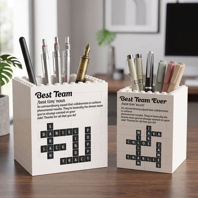 Custom Crosswords Scrabble For Coworker Team, White Elephant Party Bulk Gift - Personalized Pen Holder