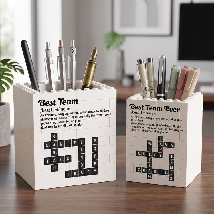 Custom Crosswords Scrabble For Coworker Team, White Elephant Party Bulk Gift - Personalized Pen Holder 1