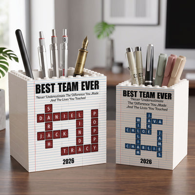 Custom Crosswords Scrabble Thank You Bulk Gifts For Coworker Team, White Elephant Party - Personalized Pen Holder