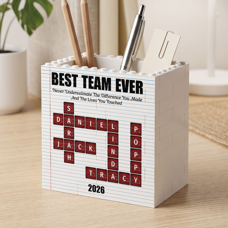 Custom Crosswords Scrabble Thank You Bulk Gifts For Coworker Team, White Elephant Party - Personalized Pen Holder 4