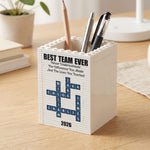Custom Crosswords Scrabble Thank You Bulk Gifts For Coworker Team, White Elephant Party - Personalized Pen Holder 5
