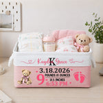 Custom Custom Baby Announcement Nursery Storage Baby Shower, Baptism Gifts - Personalized Storage Basket 1