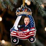 Custom Cute Face Baby First Christmas 250th Anniversary - Personalized Ornament 1