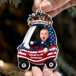 Custom Cute Face Baby First Christmas 250th Anniversary - Personalized Ornament 2