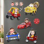 Custom Cute Kids' Face Racing Cars - Personalized Magnet 1