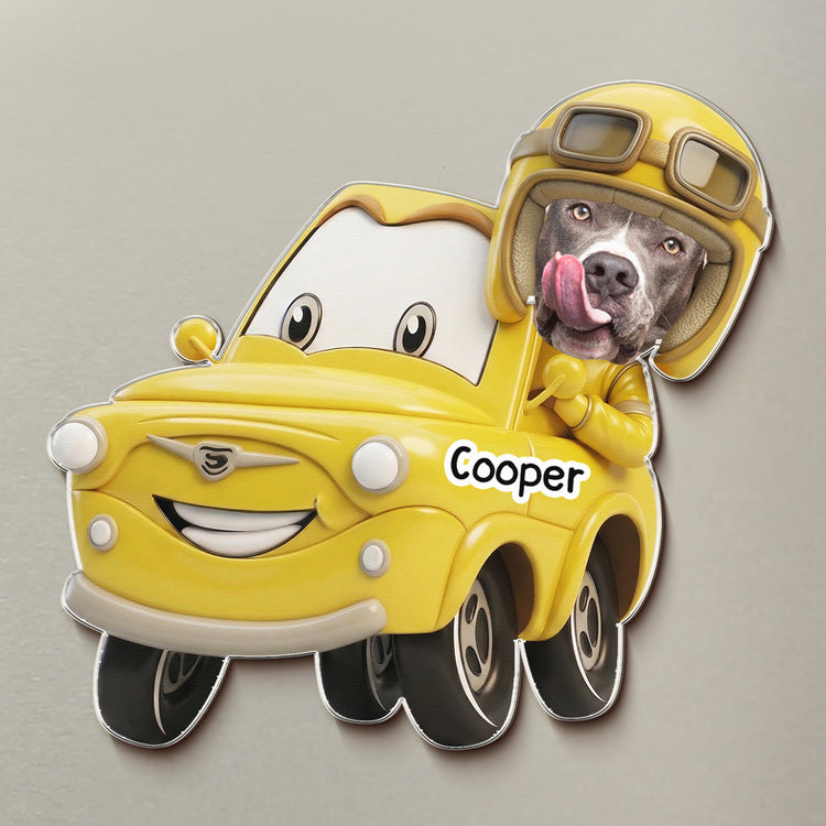 Custom Cute Kids' Face Racing Cars - Personalized Magnet 3