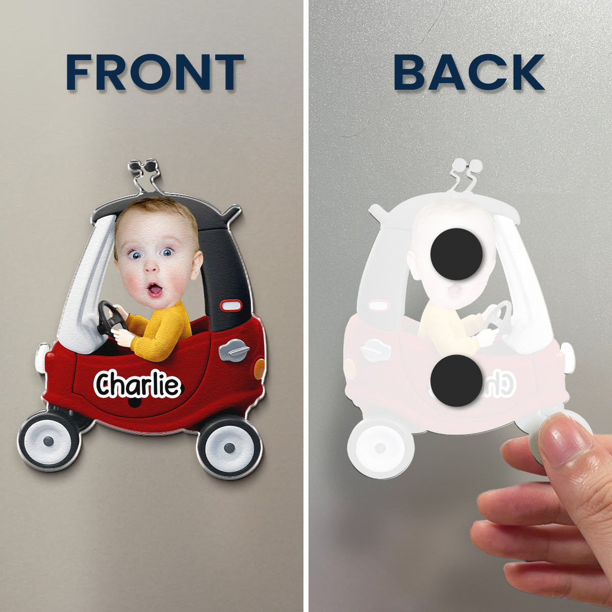 Custom Cute Kids' Face Racing Cars - Personalized Magnet 5