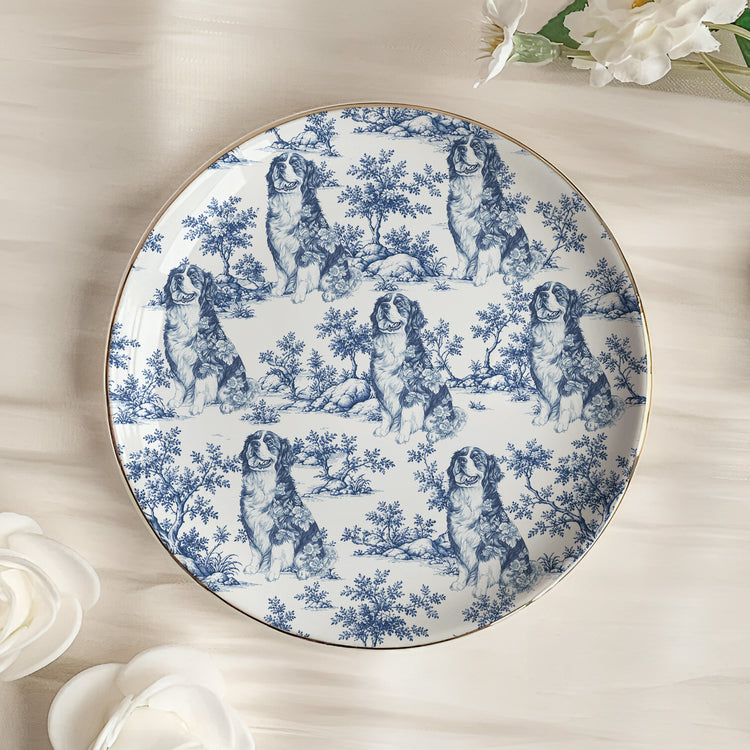 Custom Dog Breeds Chinoiserie Toile De Jouy Style Gift For Dog Mom - Personalized Jewelry Dish 2