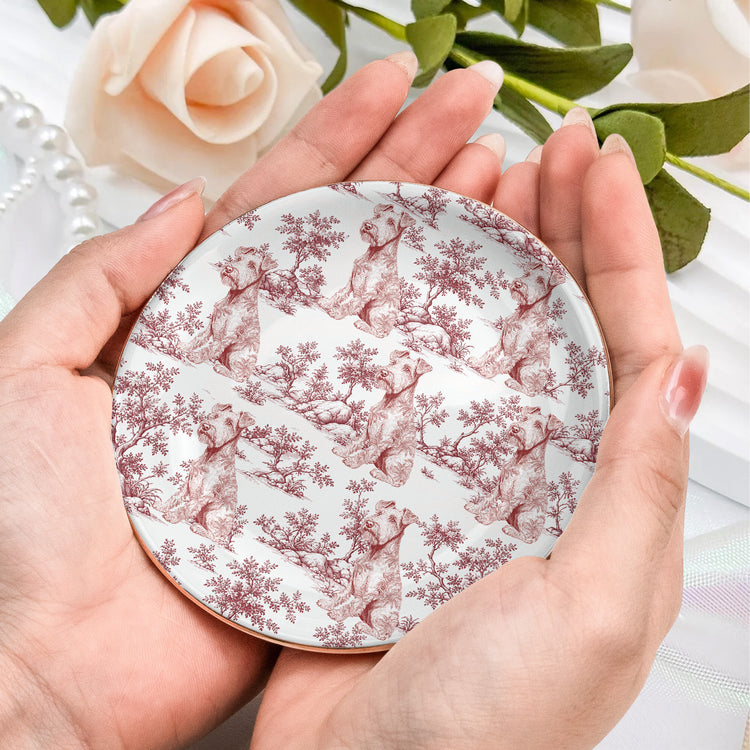 Custom Dog Breeds Chinoiserie Toile De Jouy Style Gift For Dog Mom - Personalized Jewelry Dish 3