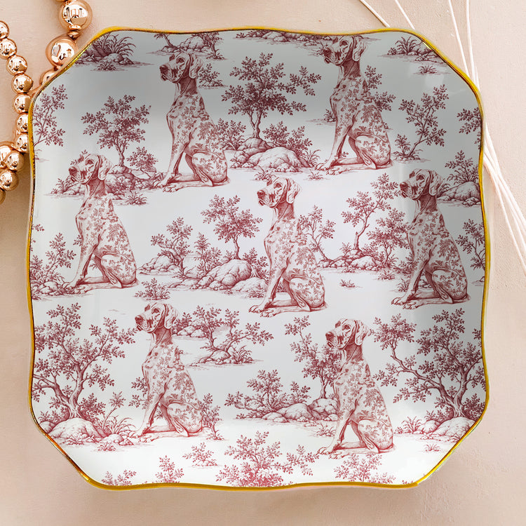 Custom Dog Breeds Chinoiserie Toile De Jouy Style Gift For Dog Mom - Personalized Jewelry Dish 6