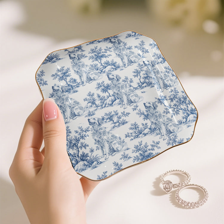 Custom Dog Breeds Chinoiserie Toile De Jouy Style Gift For Dog Mom - Personalized Jewelry Dish 7