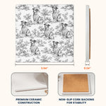 Custom Dog Breeds Chinoiserie Toile De Jouy Style - Personalized Coaster 2