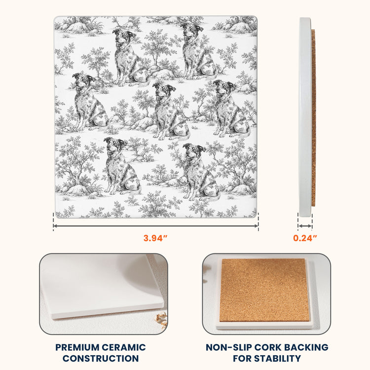 Custom Dog Breeds Chinoiserie Toile De Jouy Style - Personalized Coaster 2