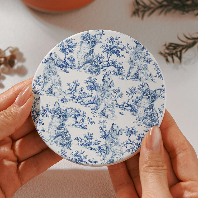 Custom Dog Breeds Chinoiserie Toile De Jouy Style - Personalized Coaster 5