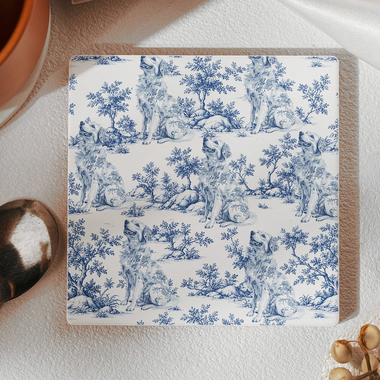 Custom Dog Breeds Chinoiserie Toile De Jouy Style - Personalized Coaster 7