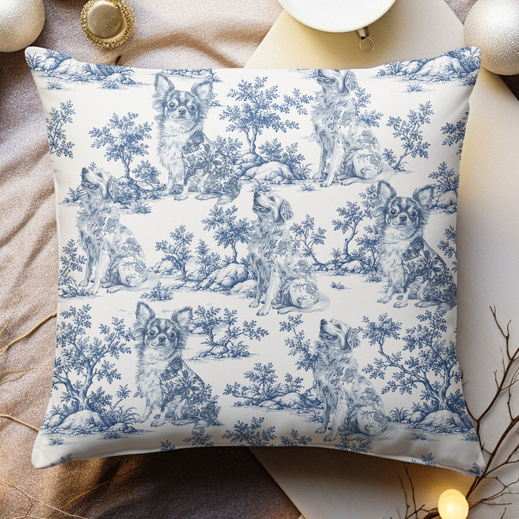 Custom Dog Breeds Chinoiserie Toile De Jouy Style - Personalized Pillow 3