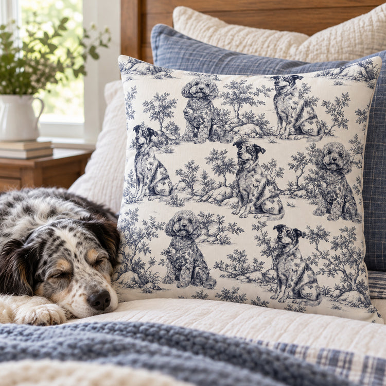 Custom Dog Breeds Chinoiserie Toile De Jouy Style - Personalized Pillow 5