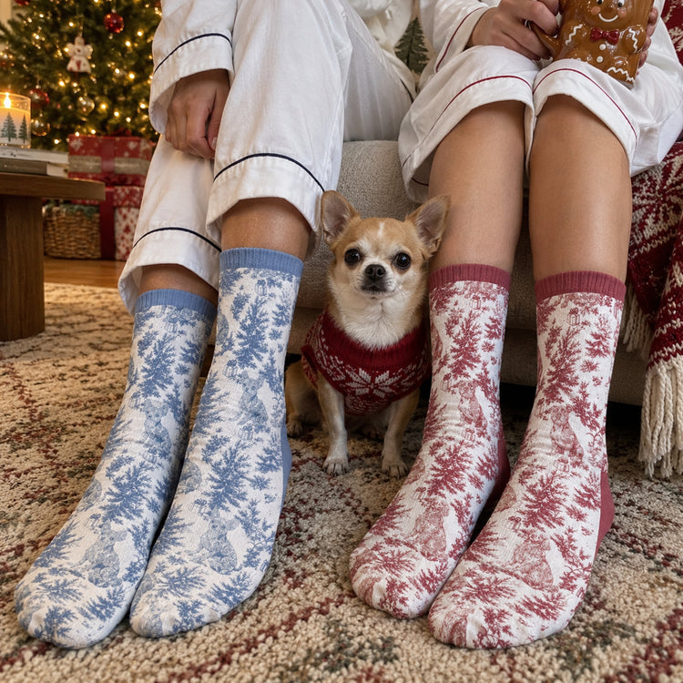 Custom Dog Breeds Toile De Jouy Christmas Gift For Dog Mom, Dog Dad - Personalized Socks 1